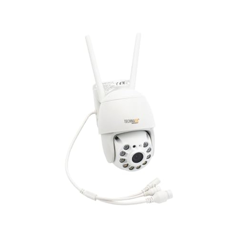 Technaxx FullHD Aussen Überwachungskamera IP66 mit Bewegungsmelder bis zu 15 m, FullHD-Videoauflösung, Nachtsicht IR, Rotationswinkel 355° & 90° - 3MP WiFi PT Dome Kamera TX-192
