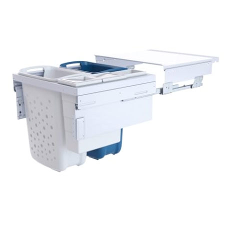 Hailo Wäschesammler 3270611 | Laundry Carrier Wäschebehälter 60 LC Slide SC | 81 Liter | Platzsparender Einbau-Wäschekorb mit Schiebeverschluss & Deckel | Stabiler Stand und modernes Design