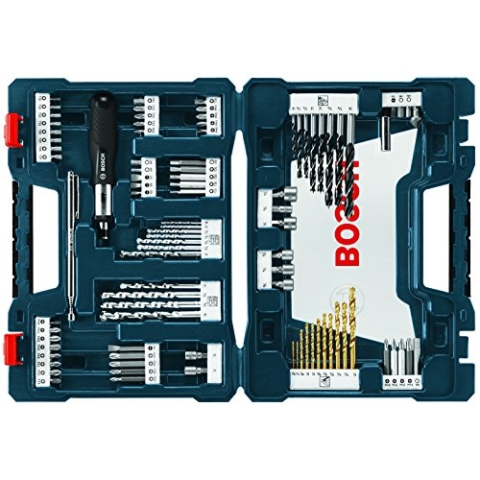 BOSCH MS4091 91-teiliges Bohr- und Fahrmischset mit mitgeliefertem Koffer für Anwendungen in Holz, Metall, Mauerwerk