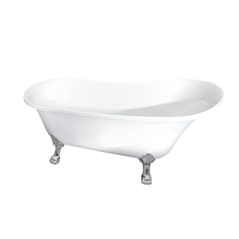 LAVITA Freistehende Badewanne RETRO 1700 Acryl 170x70x77 cm Nostalgie Badewannen Oval Form Stilisierte Acryl-Wanne Freistehend 2 Personen Weiß Glanz Verchromte Wannenfüße Antik