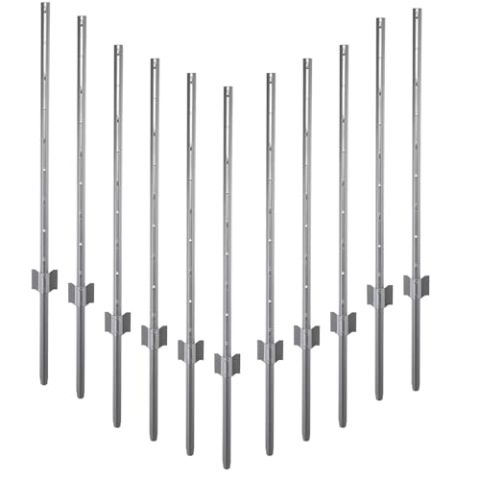 Garmix Metall Pfosten Zaunpfosten Zaunpfahl für Gartenzaun 145cm Silber 11 Stück