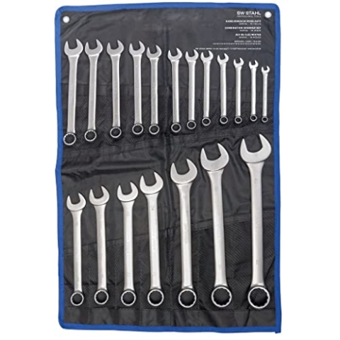 SW-Stahl 00919L Gabelringschlüsselsatz 8-32 mm, 19-teilig I Ringschraubenschlüssel I Doppel-Schraubenschlüssel I Ringschlüssel-Set I Maulschlüssel I Ringmaulschlüssel