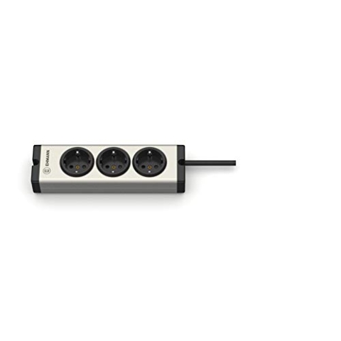 EHMANN 0600x00032031 Aluminium Steckdosenleiste Universal 3-Fach, 1,5 m Zuleitung