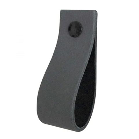 Handles and More - 6 x Ledergriffe für Möbel - Dunkelgrau - Größe S 15,8cm - inkl. 3 Schraubenfarben - Schrankgriffe Leder - Türgriffe Leder - Ledergriffe für Schuhschrank & Schublade - Lederschlaufen