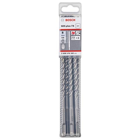 Bosch Professional 10tlg. Hammerbohrer SDS Plus-7X (für Beton und Mauerwerk, 8 x 150 x 215 mm, Zubehör Bohrhammer)