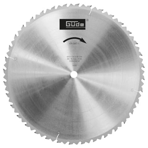 Güde 1858 Brennholzsägeblatt HM 600x30x36Z (aus Hartmetall, Wechselzahn mit Abweiserstegen, 36 Zähne, 60 cm Durchmesser, Sägeblattstärke 3,8 mm, Sägeblattbohrung 3 cm)