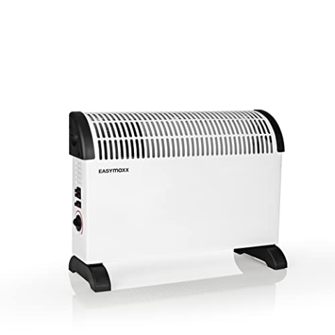 EASYmaxx Heizkonvektor 2000 W Elektro Heizung | mobilier Heizstrahler | energiesparendes Thermostat | Turbo-Heizung 3 Stufen Radiator schnelle Wärme + Überhitzungsschutz [Stahl | weiß/schwarz]