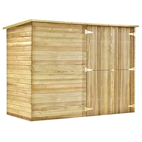 vidaXL Kiefernholz Imprägniert Fahrradgarage Gerätehaus Gartenschuppen Holzhütte Geräteschuppen Blockhaus Schuppen Gartenhütte 232x110x170cm