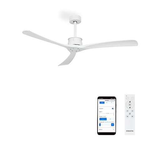 CREATE / WINDLARGE/Deckenventilator Weiß mit WLAN und Fernbedienung/XL, 40W, Leise, Ø152 cm, 6 Geschwindigkeiten, Timer, DC-Motor, 6 Geschwindigkeiten, Sommer-Winterbetrieb
