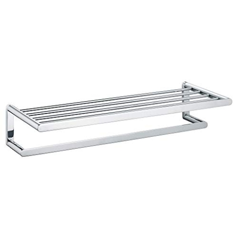 KEUCO Handtuch-Ablage aus Metall, Hochglanz-verchromt, 62 cm lang, für Badezimmer, Ablage für Handtücher, Wandregal Handtuchstange, Elegance
