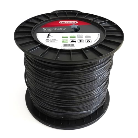 Oregon Nylum Star Trimmerfaden für Freischneider und Rasentrimmer, mit fünf Schneidkanten, strapazierfähiges Nylon in Profiqualität, kompatibel mit Benzintrimmern, 2,4 mm - 360 m (‎104885E)