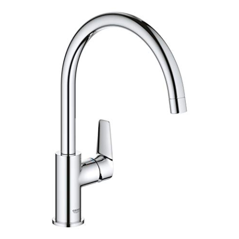 GROHE BauEdge, Küchenarmatur mit hohem Auslauf (Wasserhahn für die Küche, Spültischarmatur mit 360° Schwenkbereich, einfache Montage, Befestigungsset aus Metall), chrom, 31367001