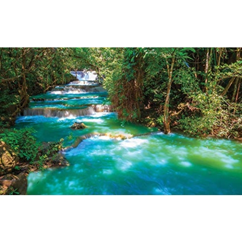 Forwall Fototapete Wald Wasserfall Natur Thailand Landschaft Fluss Wohnzimmer Schlafzimmer Vlies Tapete Wandtapete UV-Beständig Montagefertig (1968, V8 (368x254 cm) 4 Bahnen)