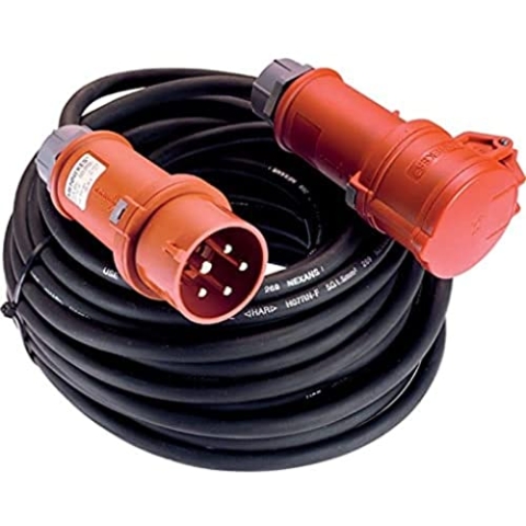as - Schwabe Starkstrom Verlängerungskabel 25 m H07RN-F 5G2,5 - CEE Phasenwendestecker - 400V/16A/ca. 11kW - 5-polige, robuste CEE Verlängerung für Außenbereich - IP44 - Made in Germany, 60548