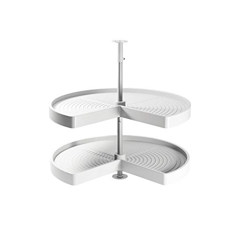 Emuca - Schwenkbeschlag mit Tablarboden für Küche Eckschrank, eckschrankdrehbeschlag 3/4 von Ø710mm für Eckschrank mit Breite 800mm, Weiß