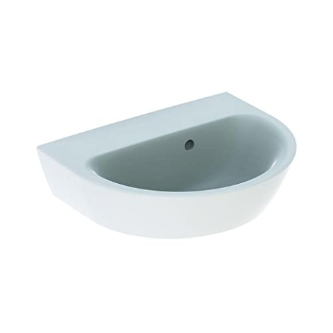Geberit Renova Handwaschbecken, ohne Hahnloch, asymmetrischer Überlauf, Breite: 45cm, 500.495.01.1, Farbe: Weiß