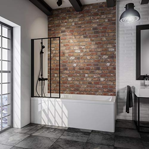 Schulte D16503 68 161 Black Style Duschwand für Badewanne, schwarz-matt, 1-teilig (70 x 130 cm)