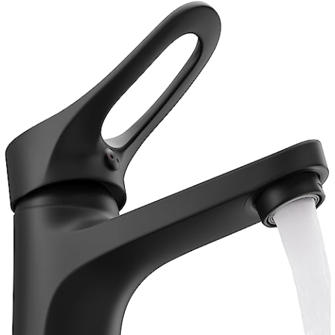 EISL NI075VEB VERONA Wasserhahn Bad, Mischbatterie für Waschbecken, Einhebelmischer Badezimmer, Waschtischarmatur schwarz mit Ablaufgarnitur, Waschbeckenarmatur, Schwarz matt