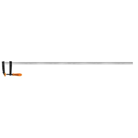 NEO TOOLS Schraubzwinge 120 x 1450-500 mm, Zweikomponentengriff, Kunststoffaufsätze für Backen, Andruckkraft bis 450-500 kg, Zertifikat TÜV Rheinland DIN5117