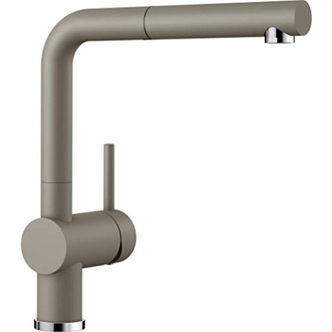 BLANCO LINUS-S | Küchenarmatur in tartufo | Hochdruck | Mit herausziehbarem Schlauch | Rückflussverhinderer | Keramik Kartusche | Gesicherte Wasserqualität & wassersparend