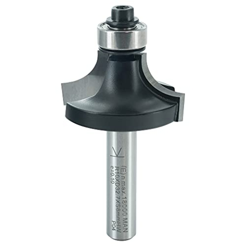ENT 14296 Abrundfräser HW, Schaft (S) 8 mm, Durchmesser (D) 32,7 mm, NL 16 mm, R 10 mm, SL 32 mm, mit Kugellager
