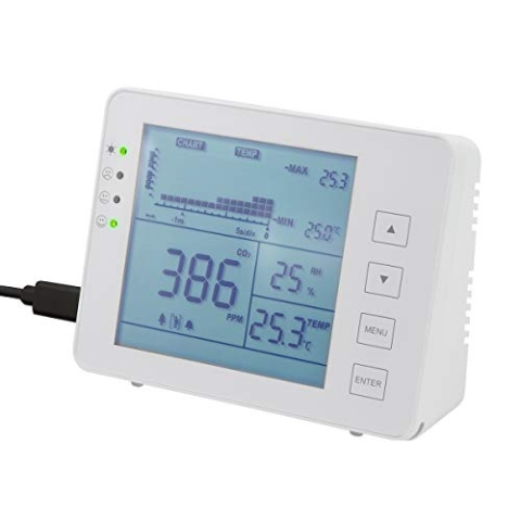 LogiLink SC0115 - CO2-Messgerät/Ampel (CO2-Konzentration 5000-ppm-Bereich) mit Ampel & Alarm für bessere Luftqualität, Temperatur- & Luftfeuchtigkeitsanzeige, weiß