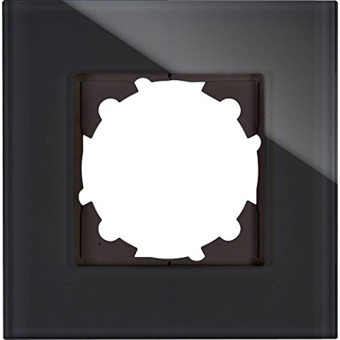 Kopp Glas-Abdeckrahmen 1-Fach schwarz für Schalterprogramm Athenis und HK07 405305001, Glas schwarz