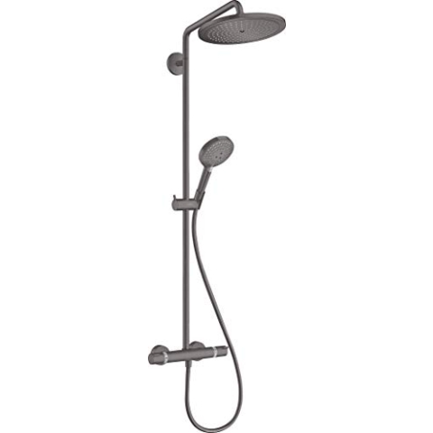 hansgrohe Duschsystem Croma Select S Showerpipe 280 Regendusche (Duschkopf, Duschstange, Thermostat, Schlauch, 3 Strahlarten) Brushed Black Chrome