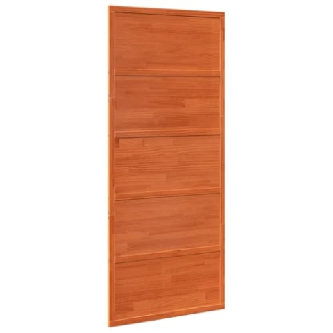 vidaXL Scheunentür, Holzschiebetür Platzsparend, Zimmertür Scheunentor-Look, Schiebetür Holztür Innentür, Wachsbraun 90x208cm Massivholz Kiefer