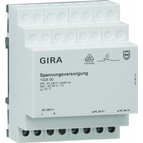 Gira 102400 Spannungsversorgung AC 24 V, 1 A, KNX Einpunktbedienung Regensensor