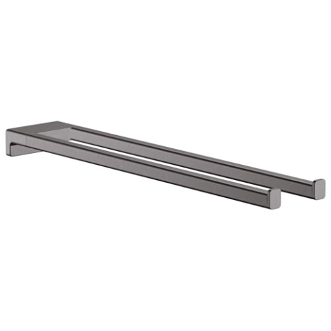 hansgrohe AddStoris - Handtuchhalter zweiarmig, Badetuchhalter, Handtuchstange doppelt, verdeckte Befestigung, Badezimmer Zubehör, Brushed Black Chrome, 41770340