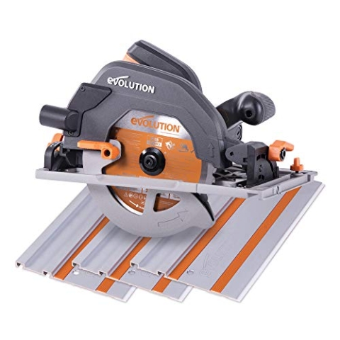 Evolution Handkreissäge R185CCSX Kreissäge Tauchsäge 1600W Inkl. Ø 185 mm HM-Sägeblatt Multi-Material-Schneiden Holz, Aluminium, Stahl, Kunststoff | Mit 3-teiliger 1020mm Mini-Schiene Führungsschiene