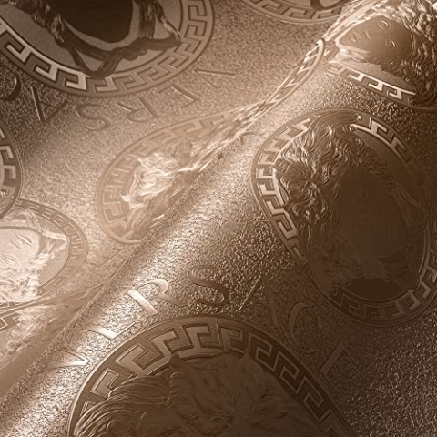 VERSACE WALLPAPER Rosa Metallic Luxus Tapete Designer Vliestapete Logo Medusa Rosé 384612 10,05x0,70m Made in Germany