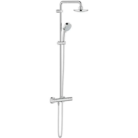 GROHE Tempesta Cosmopolitan 160 - Duschsystem mit Thermostatbatterie (wassersparend, 2 Strahlarten, inkl. Duschablage, Antikalk System), chrom, 27922000