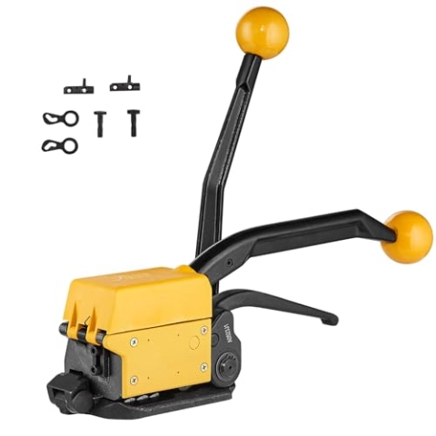 VEVOR Stahl-Umreifungsgerät für 1/2"-3/4" Breite, 3-in-1 (Spanner, Crimper, Cutter), manuelle Bandverpackungs-Banderoliermaschine, Verpackungs-Metall-Stahl-Umreifungsband-Banderoliermaschine für Edels