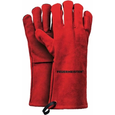 Feuermeister Premium BBQ Grillhandschuhe Gr. 12 in der Farbe Rot aus Rindspaltleder, Länge: 33cm, 50173617B
