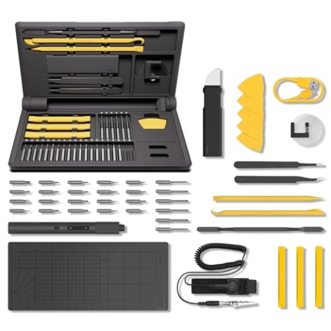 HOTO 48 in 1 Feinmechaniker Werkzeug Set, Mini Elektrischer Schraubendreher Set, Handy Reparatur Werkzeug Set für Brillen Uhren Uhrmacher PC Laptop Switch PS4/5 Kamera, Präzisions Schraubenzieher Set