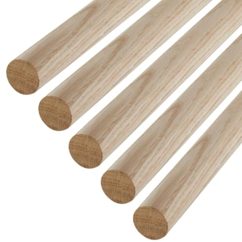 5 Stück SOTECH Eiche Rundstäbe glatt Ø30 x 800 mm Rundhölzer Holzstäbe zum Basteln oder als Garderobenstangen