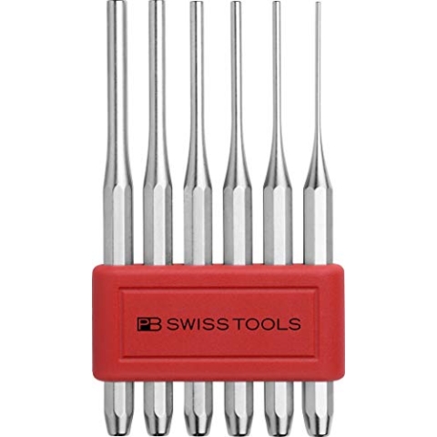 PB Swiss Tools Splinttreiber Satz PB 755.B | 100% Swiss Made | 6-teiliges Durchschlag Set 2/3/4/5/6/8 mm aus Achtkantstahl für sicheres Aus- oder Durchtreiben von Niete, Stift, Bolzen