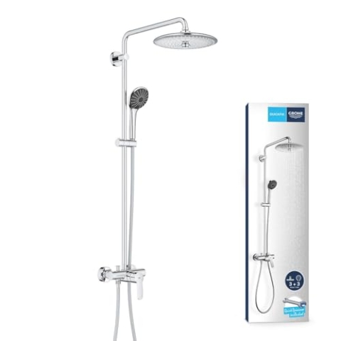GROHE Vitalio Joy 260 - Duschsystem mit Einhandmischer (wassersparend, 3 Strahlarten, Wandmontage, Antikalk- System), chrom, 27684001