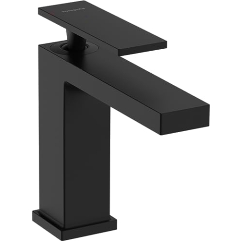 hansgrohe Tecturis E - Waschtischarmatur ohne Ablauf, energiesparend (CoolStart), Wasserhahn Bad mit Auslauf Höhe 117 mm, Mischbatterie Waschbecken wassersparend (EcoSmart+), Mattschwarz, 73012670