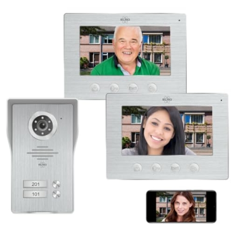 ELRO DV4000IP-2 WiFi-IP-Video-Türsprechanlage │ 2 Wohnungen │ 1080P Full-HD-Kamera mit Nachtsicht │ 4-adriges Kabel │ 16 Klingeltöne