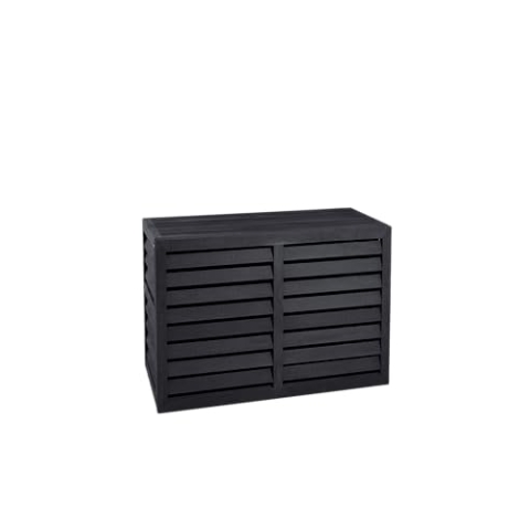 EVOLAR Evo-Cover Abdeckung/Verkleidung für Klimaanlage und Wärmepumpe für Außengerät Garten Balkon – Schutzgitter/Sichtschutz aus WPC mit Lamellen – Modell: XS, Farbe: CHARCOAL GREY