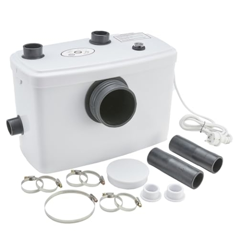 Arebos Hebeanlage 600 W | Schmutzwasserpumpe | Fäkalienpumpe | Abwasser | | für WC, Dusche, Waschbecken | 100 l/min | Weiß