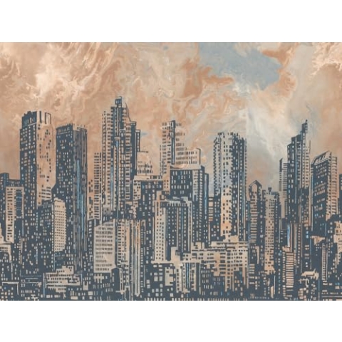 Livingwalls Vliestapete - Skyline Tapete in Beige, Braun und Grau - Wandtapete für verschiedene Räume - Wandbild XXL 3,71 m x 2,80 m