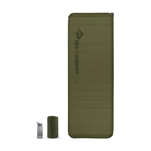 Sea to Summit - Camp Plus Self Inflating Isomatte Regular Wide - Dicke & warme Schlafmatte - Reparatur-Kit & Pillow Lock-System - 4 Jahreszeiten - Camping - 183x 64cm - Green - 1220g