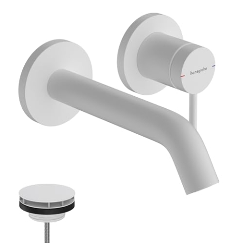 hansgrohe Tecturis S - Waschtischarmatur Unterputz für Wandmontage, Wasserhahn Bad mit Auslauf Länge 16,5cm, Mischbatterie Waschbecken wassersparend (EcoSmart+), Mattweiß