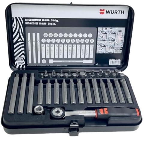 Würth Zebra Bit Sortiment 3/8 Zoll 10mm Ratsche 38tlg Torx Vielzahn TX 096512370