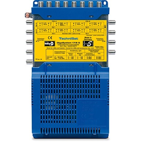 TechniSat GIGASYSTEM 17/8 G - Multischalter-System für Sat-Anlagen (bis zu 4 Satpositionen, für 4 Quattro LNB, 8 Teilnehmer, Einspeisung von Antennensignalen, Grundeinheit, Netzteil, erweiterbar)