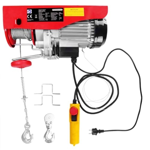 MONZANA® elektrische Seilwinde 400kg bis 800kg Hubhöhe 12m Seilzug Motorwinde Flaschenzug Hebezug Seilhebezug Kettenzug